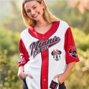 Disney Parks Minnie Mouse Red Bow Baseball Jersey True Original 28